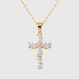 Marquise Zirconia Flower Cross Necklace