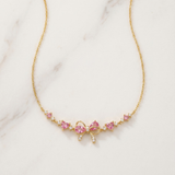 Pink Crystal Bow Pendant Necklace