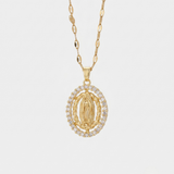 Our Lady Medallion Zirconia Necklace