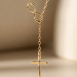 Gold Infinity Cross Pendant Necklace