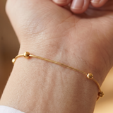 Snake Chain and Bead Gold Bracelet