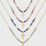 Beaded Cross Four Necklace Set