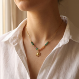 Gold Sun and Colour Stone Necklace