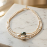 Triple Row Pearl Contrast Necklace