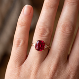 Red Zirconia Cushion Cut Gold Ring