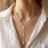 Pearl Lariat Drop Necklace