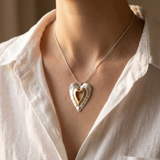 Two Tone Double Heart Necklace
