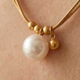 Double Chain Statement Pearl Necklace