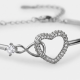 Silver Infinity Heart Bangle Bracelet