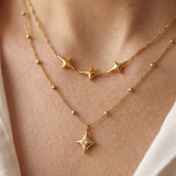 Star Charm Double Layer Necklace Set