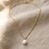 Single Pearl Drop Chain Necklace
