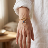 Blue Crystal Cross Mariner Bracelet