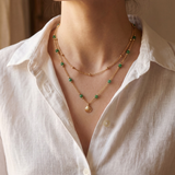 Green Crystal and Shell Necklace