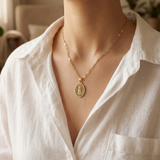 Our Lady Medallion Zirconia Necklace