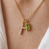 Green Cross Necklace and Bracelet Set