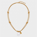 Double Chain Statement Pearl Necklace
