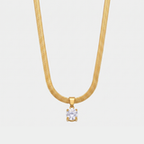 Snake Chain Solitaire Crystal Necklace