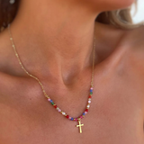 Beaded Cross Four Necklace Set