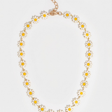 White Daisy Enamel Choker Necklace