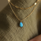 Blue Drop Double Layer Necklace