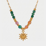 Gold Sun and Colour Stone Necklace