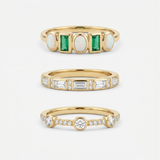 Opal and Baguette Three Ring Set