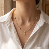 Zirconia Flower Cascade Necklace