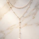 Pearl Strand and Lariat Necklace Set