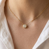 Single Crystal Bezel Gold Necklace