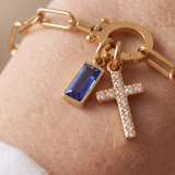Blue Crystal Cross Mariner Bracelet
