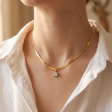 Snake Chain Solitaire Crystal Necklace