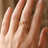 Marquise Leaf Branch Gold Ring