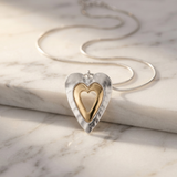 Two Tone Double Heart Necklace