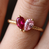 Two Stone Twisted Gold Ring