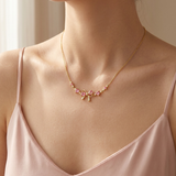Pink Crystal Bow Pendant Necklace