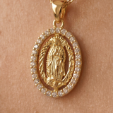 Our Lady Medallion Zirconia Necklace
