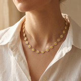 White Daisy Enamel Choker Necklace