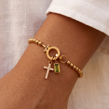 Green Cross Necklace and Bracelet Set