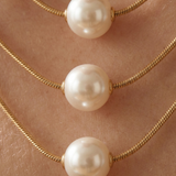 Triple Layer Gold Pearl Necklace
