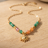 Gold Sun and Colour Stone Necklace