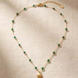 Green Crystal and Shell Necklace