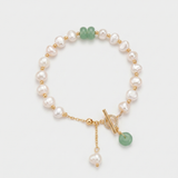 Green Stone and Baroque Pearl Bracelet