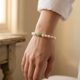Green Stone and Baroque Pearl Bracelet