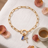 Blue Crystal Cross Mariner Bracelet