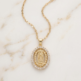 Our Lady Medallion Zirconia Necklace
