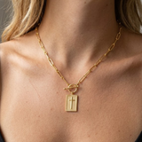Gold Engraved Cross Medallion Necklace