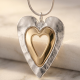 Two Tone Double Heart Necklace