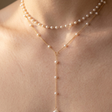 Pearl Strand and Lariat Necklace Set