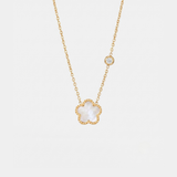 White Lucky Flower Gold Necklace