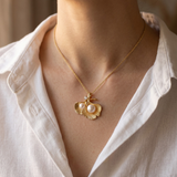 Ginkgo Leaf Pearl Pendant Necklace